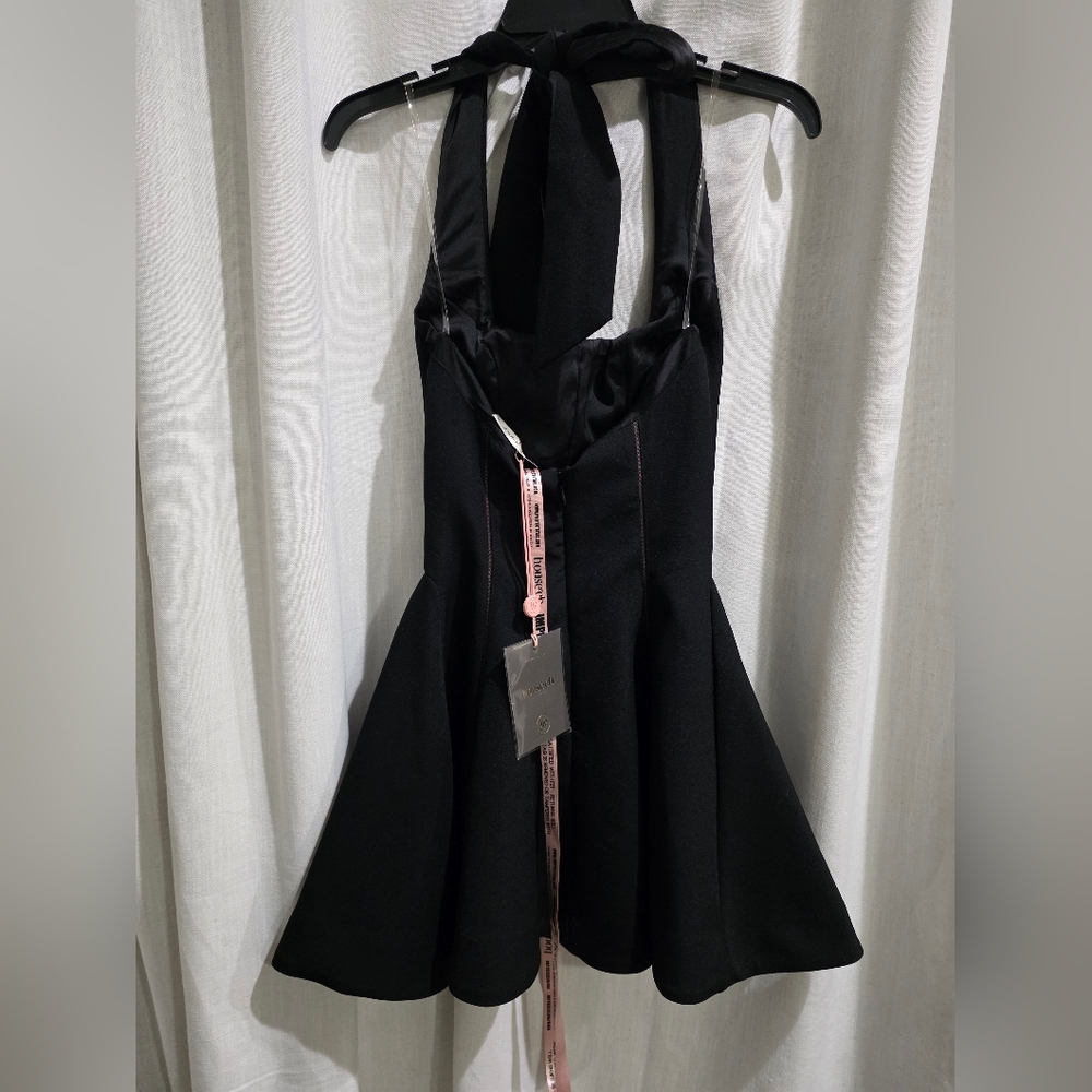 House‎ Of Cb Loulette black halter Open Back neck bow mini dress XS - Picture 6 of 7